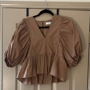 Hunter Bell Tan Puff Sleeve Blouse